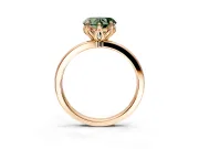 Solitaire Engagement Ring Setting for Fancy Green Heart-Shaped Center with Thin Rounded Plain Band and Prong Head in Rose Gold