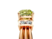 Solitaire Engagement Ring Setting for Fancy Yellow Cushion Cut Center with Grooved Bar Accent Band and Prong Head in Rose Gold