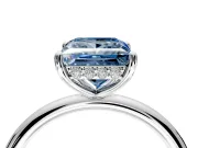 Solitaire Engagement Ring Setting for Fancy Blue Princess Cut Center with Plain Band, Open Basket and Prong Head in Sterling Silver