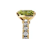 Solitaire Engagement Ring Setting for Fancy Yellow Emerald Cut Center with Single Row Accent Band and Prong Head in Yellow Gold