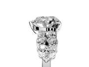 Cluster Engagement Ring Setting for Heart-Shaped Center with 2-Row Shoulder Clusters and Prong Head in Platinum