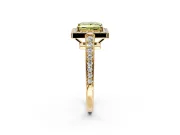 Bezel-Framed Halo Engagement Ring Setting for Fancy Yellow Princess Cut Center with Pave Band and Prong Head in Yellow Gold