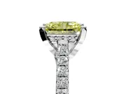 Solitaire Engagement Ring Setting for Fancy Yellow Radiant Cut Center with Widening Pave Band and Claw Prong Head in White Gold