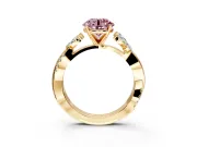 Floral Engagement Ring Setting for Fancy Pink Round Cut Center with Trailing Marquise Accents and Prong Head in Yellow Gold