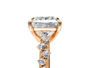Solitaire Engagement Ring Setting for Princess Cut Center with Trailing Leaf Accent Band and Prong Head in Rose Gold