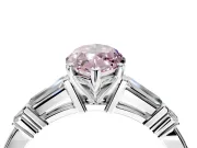 Bar-Set Engagement Ring Setting for Fancy Pink Marquise Center with Tapered Baguette Accents and Prong Head in White Gold