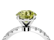 Open Basket Engagement Ring Setting for Fancy Yellow Round Cut Center with Pave Band and Prong Head in Platinum