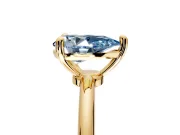 Minimalist Solitaire Engagement Ring Setting for Fancy Blue Pear-Shaped Center with Thin Band and Prong Head in Yellow Gold