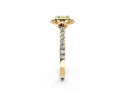 Floral Engagement Ring Setting for Fancy Yellow Asscher Cut Center with Pave Band and Floral Prong Head in Yellow Gold