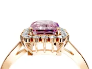 Starburst Halo Engagement Ring Setting for Fancy Pink Radiant Cut Center with Flat Cathedral Band and Prong Head in Rose Gold