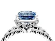 Halo Engagement Ring Setting for Fancy Blue Radiant Cut Center with Rope Twist Split Shank and Prong Head in White Gold