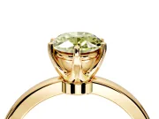 Solitaire Engagement Ring Setting for Fancy Yellow Oval Center with Plain Band and Tulip Prong Head in Yellow Gold
