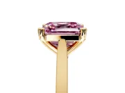 Solitaire Engagement Ring Setting for Fancy Pink Asscher Cut Center with Tapered Shoulders and Prong Head in Yellow Gold