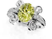 Solitaire Engagement Ring Setting for Fancy Yellow Oval Center with Twisted Band and Scroll Prong Head in Platinum
