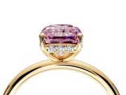 Solitaire Engagement Ring Setting for Fancy Pink Radiant Cut Center with Plain Band, Open Basket and Prong Head in Yellow Gold