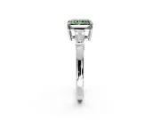 3 Stone Engagement Ring Setting for Fancy Green Radiant Cut Center with Baguette Accents and Prong Head in White Gold