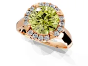 Halo Engagement Ring Setting for Fancy Yellow Round Cut Center with Square Band and Prong Head in Rose Gold
