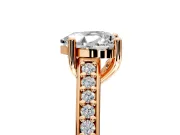 Solitaire Engagement Ring Setting for Heart-Shaped Center with Pave Cathedral Band and Prong Head in Rose Gold