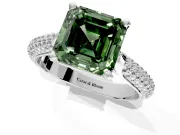 Solitaire Engagement Ring Setting for Fancy Green Asscher Cut Center with Multi-Row Accents and Prong Head in Sterling Silver