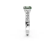 Solitaire Engagement Ring Setting for Fancy Green Asscher Cut Center with Round Cut Channel Band and Prong Head in Sterling Silver