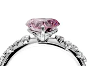 Cluster Engagement Ring Setting for Fancy Pink Heart-Shaped Center with Round Cut Accent Band and Prong Head in Platinum