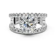 Solitaire Engagement Ring Setting for Round Cut Center with Wide-Open Split Shank and Prong Head in Platinum