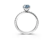 Solitaire Engagement Ring Setting for Fancy Blue Oval Center with Shared-Prong Accents and Prong Head in Platinum