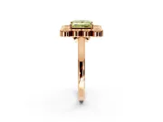 Cluster Halo Engagement Ring Setting for Fancy Yellow Princess Cut Center with Milgrain Bezel Accents and Prong Head in Rose Gold