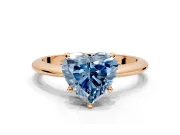Solitaire Engagement Ring Setting for Fancy Blue Heart-Shaped Center with Knife Ridge Band and Claw Prong Head in Rose Gold