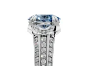 Solitaire Engagement Ring Setting for Fancy Blue Oval Center with Accented Split Shank and Prong Head in Platinum