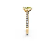 Solitaire Engagement Ring Setting for Fancy Yellow Pear-Shaped Center with Single Row Accent Band and Prong Head in Yellow Gold
