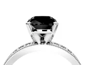 Milgrain Pave Engagement Ring Setting for Fancy Black Cushion Cut Center with Accent Band and Prong Head in Platinum