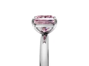 Low-Set Solitaire Engagement Ring Setting for Fancy Pink Princess Cut Center with Thin Plain Band and Prong Head in Sterling Silver