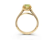 Solitaire Engagement Ring Setting for Fancy Yellow Cushion Cut Center with Accented Split Shank and Prong Head in Yellow Gold