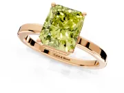 Hidden Halo Engagement Ring Setting for Fancy Yellow Radiant Cut Center with Wide Flat Plain Band and Prong Head in Rose Gold