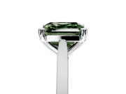 Solitaire Engagement Ring Setting for Fancy Green Asscher Cut Center with Tapered Shoulders and Prong Head in White Gold
