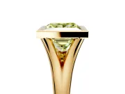 Solitaire Engagement Ring Setting for Fancy Yellow Princess Cut Center with V Split Shank and Bezel Head in Yellow Gold
