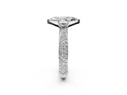 Solitaire Engagement Ring Setting for Marquise Center with Domed Multi-Row Pave Band and Prong Head in Platinum