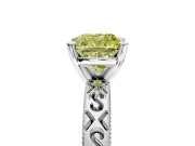 Solitaire Engagement Ring Setting for Fancy Yellow Cushion Cut Center with Scrollwork Band and Prong Head in Platinum