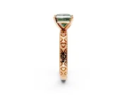 Solitaire Engagement Ring Setting for Fancy Green Princess Cut Center with XO Engraved Band and Prong Head in Rose Gold