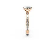 Solitaire Engagement Ring Setting for Oval Center with Channel Baguette Band and Prong Head in Rose Gold