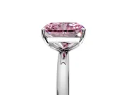 Low-Set Solitaire Engagement Ring Setting for Fancy Pink Radiant Cut Center with Thin Plain Band and Prong Head in White Gold
