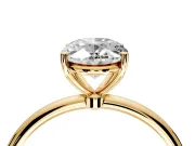 Solitaire Engagement Ring Setting for Oval Center with Straight Thin Band and Prong Head in Yellow Gold