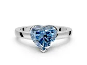 Solitaire Engagement Ring Setting for Fancy Blue Heart-Shaped Center with Plain Band and Flat Tab Prong Head in White Gold