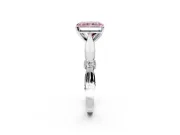 Solitaire Engagement Ring Setting for Fancy Pink Radiant Cut Center with Carved Leaf Shoulders and Prong Head in Platinum