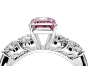 5 Stone Engagement Ring Setting for Fancy Pink Emerald Cut Center with Graduated Accents and Prong Head in Platinum