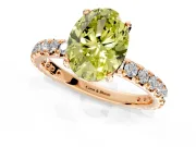Solitaire Engagement Ring Setting for Fancy Yellow Oval Center with Shared-Prong Accents and Prong Head in Rose Gold