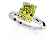 Solitaire Engagement Ring Setting for Fancy Yellow Radiant Cut Center with Plain Band and Tulip Prong Head in Sterling Silver