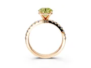 Open Basket Engagement Ring Setting for Fancy Yellow Round Cut Center with Pave Band and Prong Head in Rose Gold