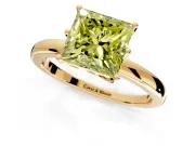 Solitaire Engagement Ring Setting for Fancy Yellow Princess Cut Center with Plain Band and Tulip Prong Head in Yellow Gold
